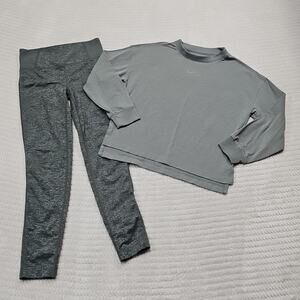 Nike Yoga Girls XS Leggings & Shirt Gray Stretch